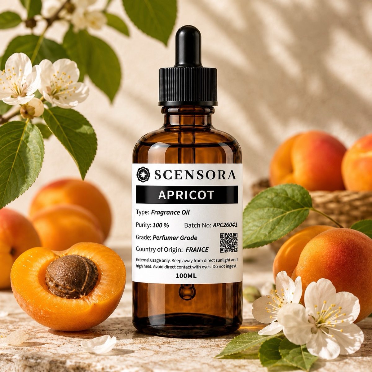 Scensora Apricot fragrance oil, perfumer-grade, 100ml to 5kg