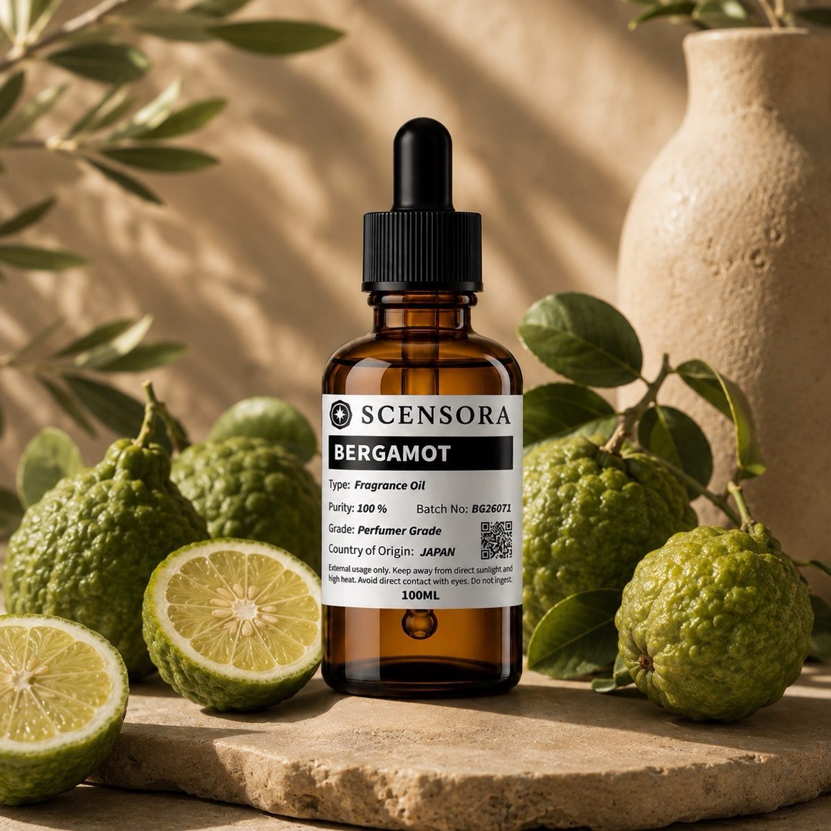 Scensora Bergamot fragrance oil, perfumer-grade, 100ml to 5kg