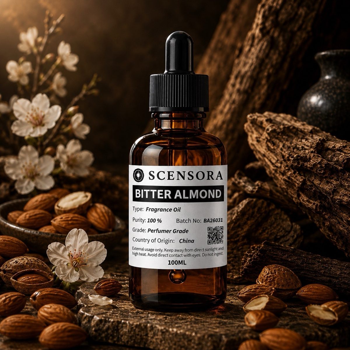 Scensora Bitter Almond fragrance oil, perfumer-grade, 100ml to 5kg
