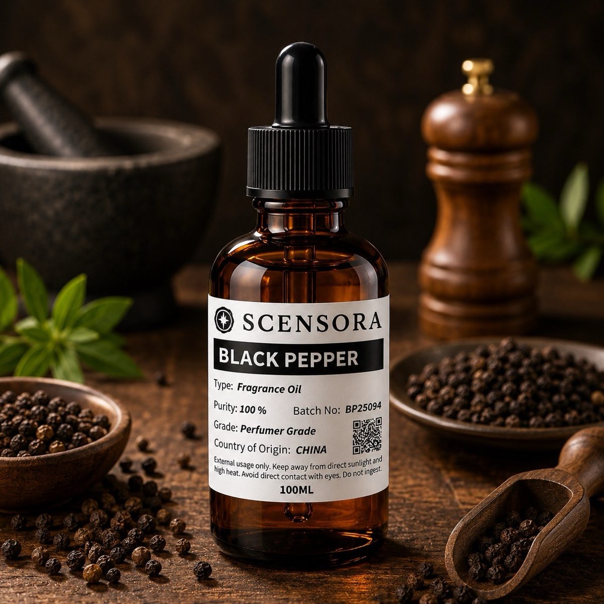 Scensora Black Pepper fragrance oil, perfumer-grade, 100ml to 5kg