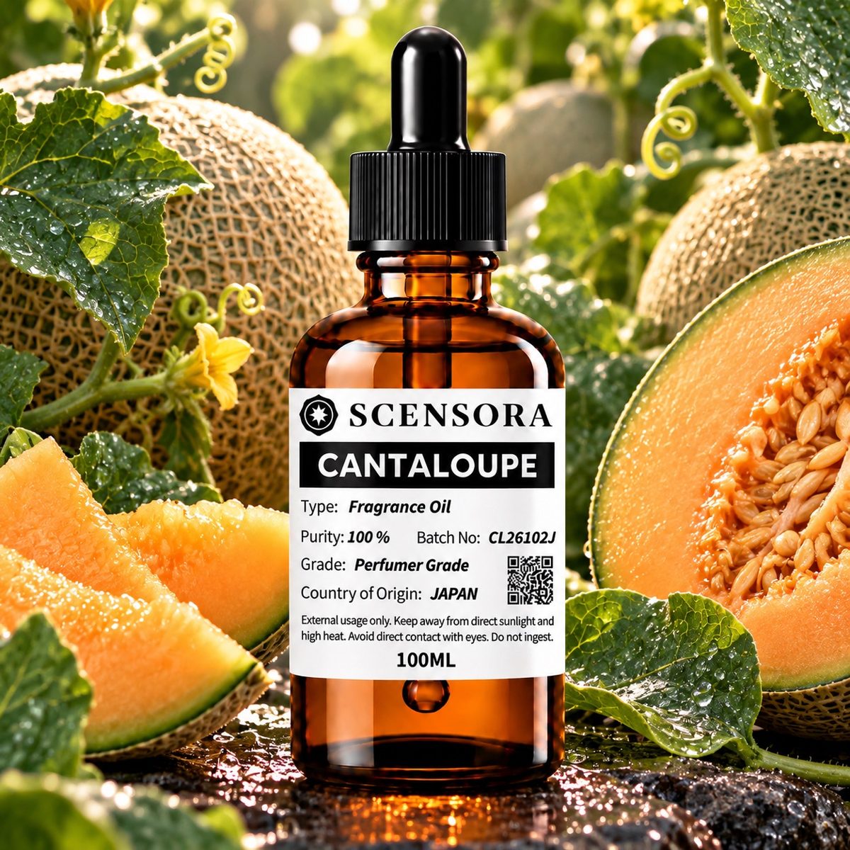 Scensora Cantaloupe fragrance oil, perfumer-grade, 100ml to 5kg