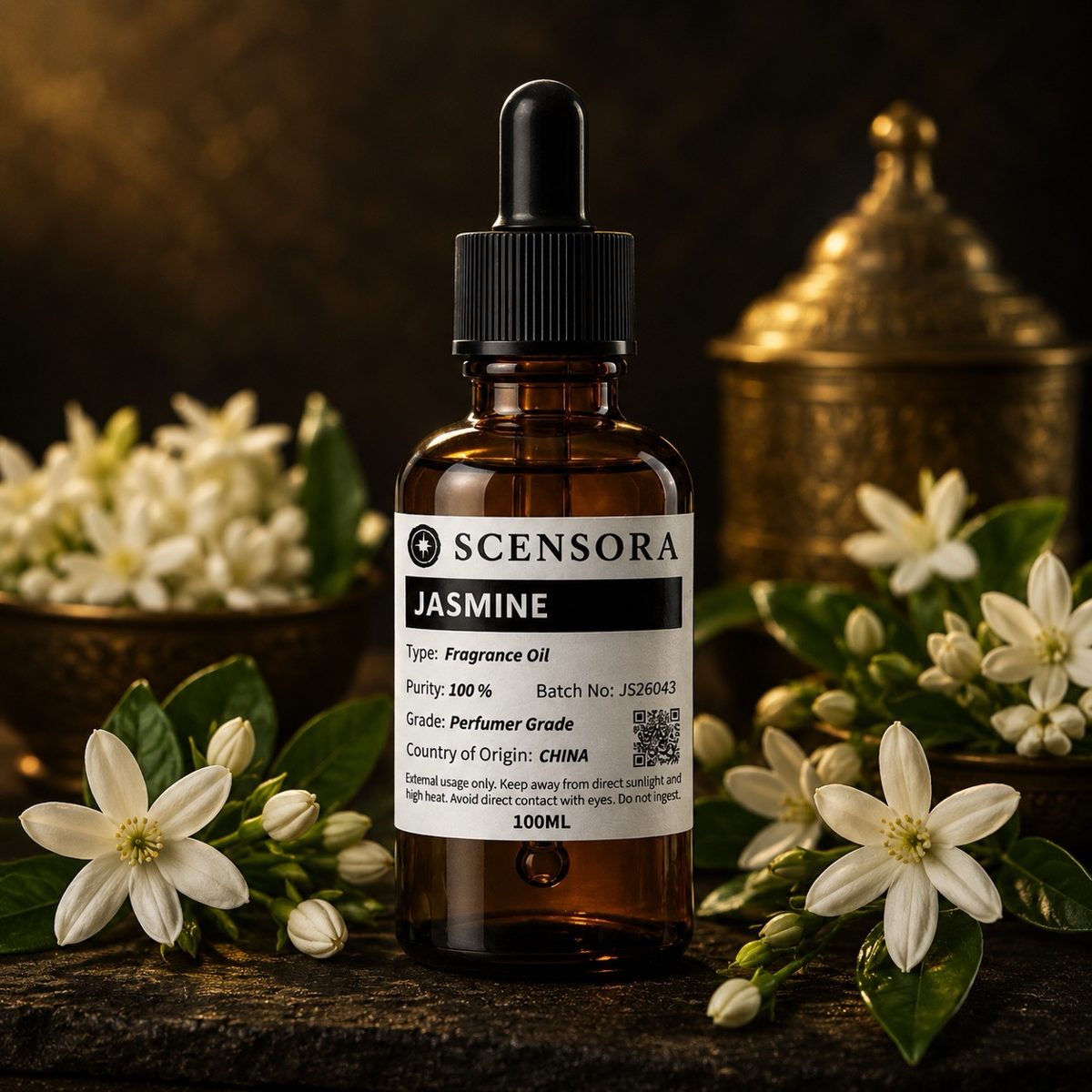 Scensora Jasmine fragrance oil, perfumer-grade, 100ml to 5kg
