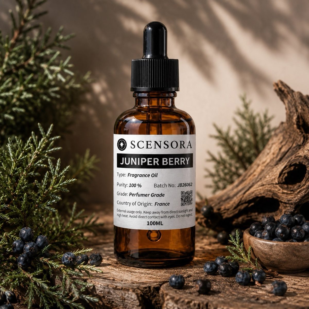 Scensora Juniper Berry fragrance oil, perfumer-grade, 100ml to 5kg