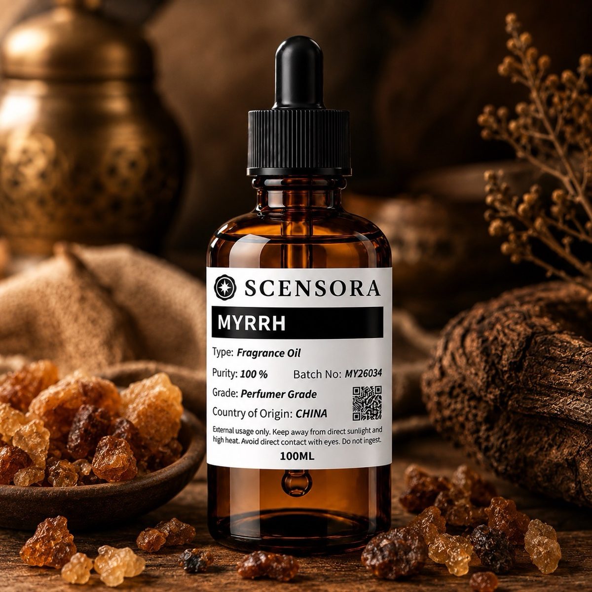 Scensora Myrrh fragrance oil, perfumer-grade, 100ml to 5kg