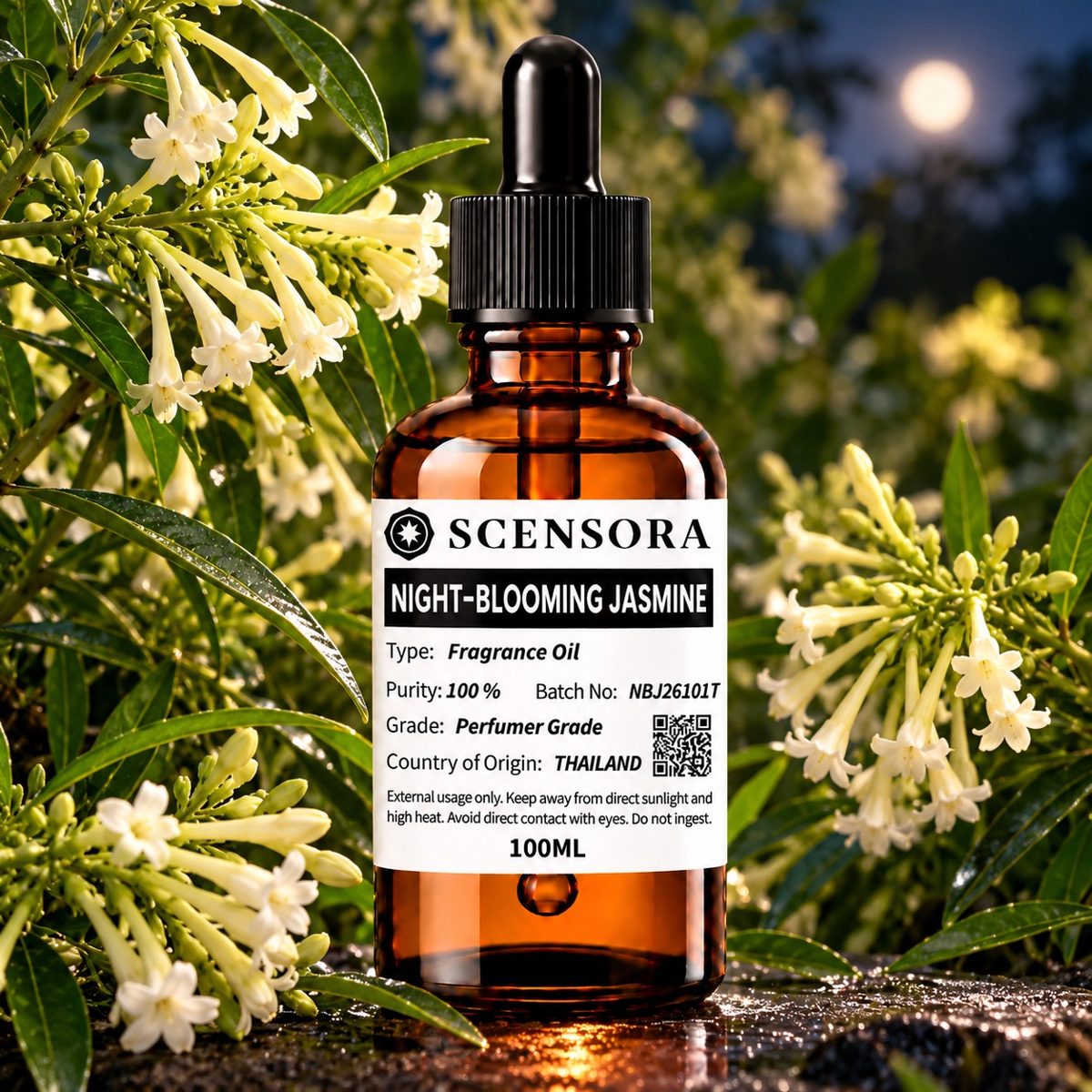 Scensora Night Blooming Jasmine fragrance oil, perfumer-grade, 100ml to 5kg