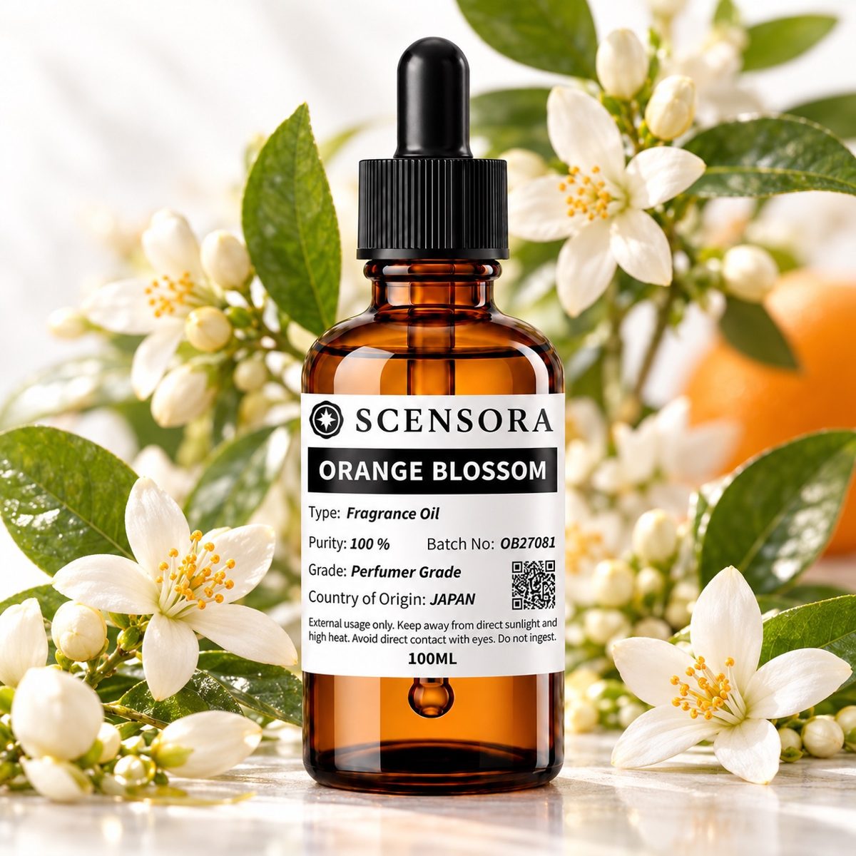 Scensora Orange Blossom fragrance oil, perfumer-grade, 100ml to 5kg