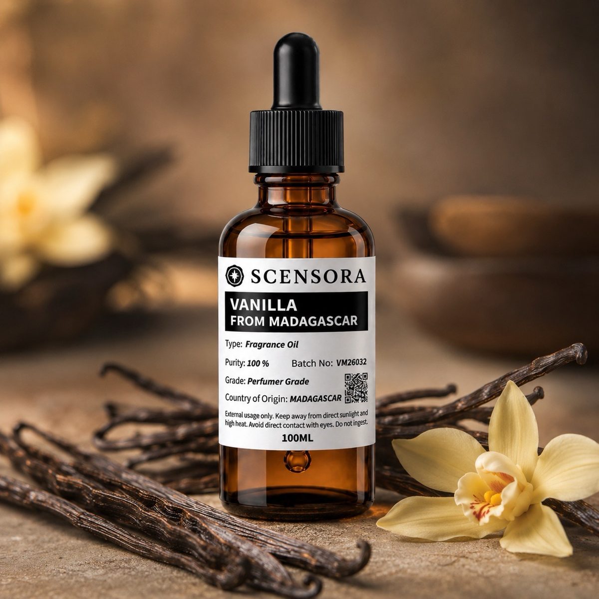 Scensora Vanilla fragrance oil, perfumer-grade, 100ml to 5kg