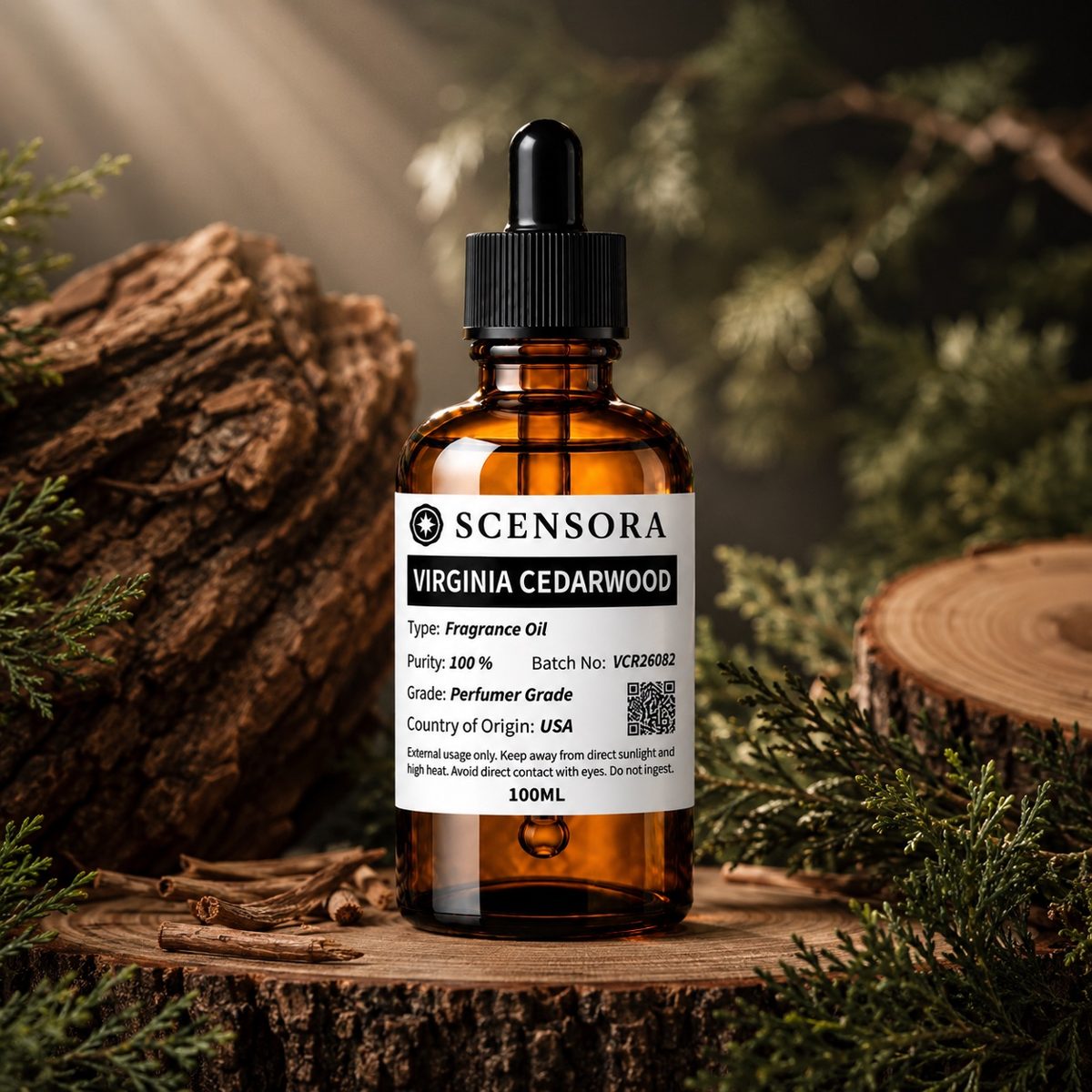 Scensora Virginia Cedarwood fragrance oil, perfumer-grade, 100ml to 5kg
