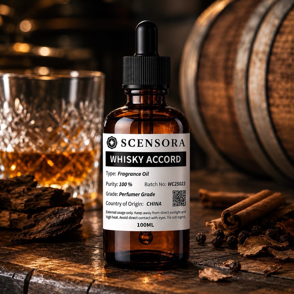 Scensora Whisky Accord fragrance oil, perfumer-grade, 100ml to 5kg