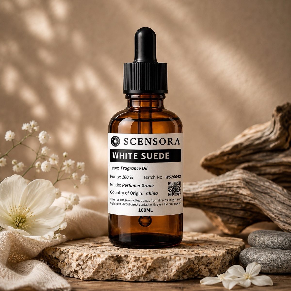 Scensora White Suede fragrance oil, perfumer-grade, 100ml to 5kg